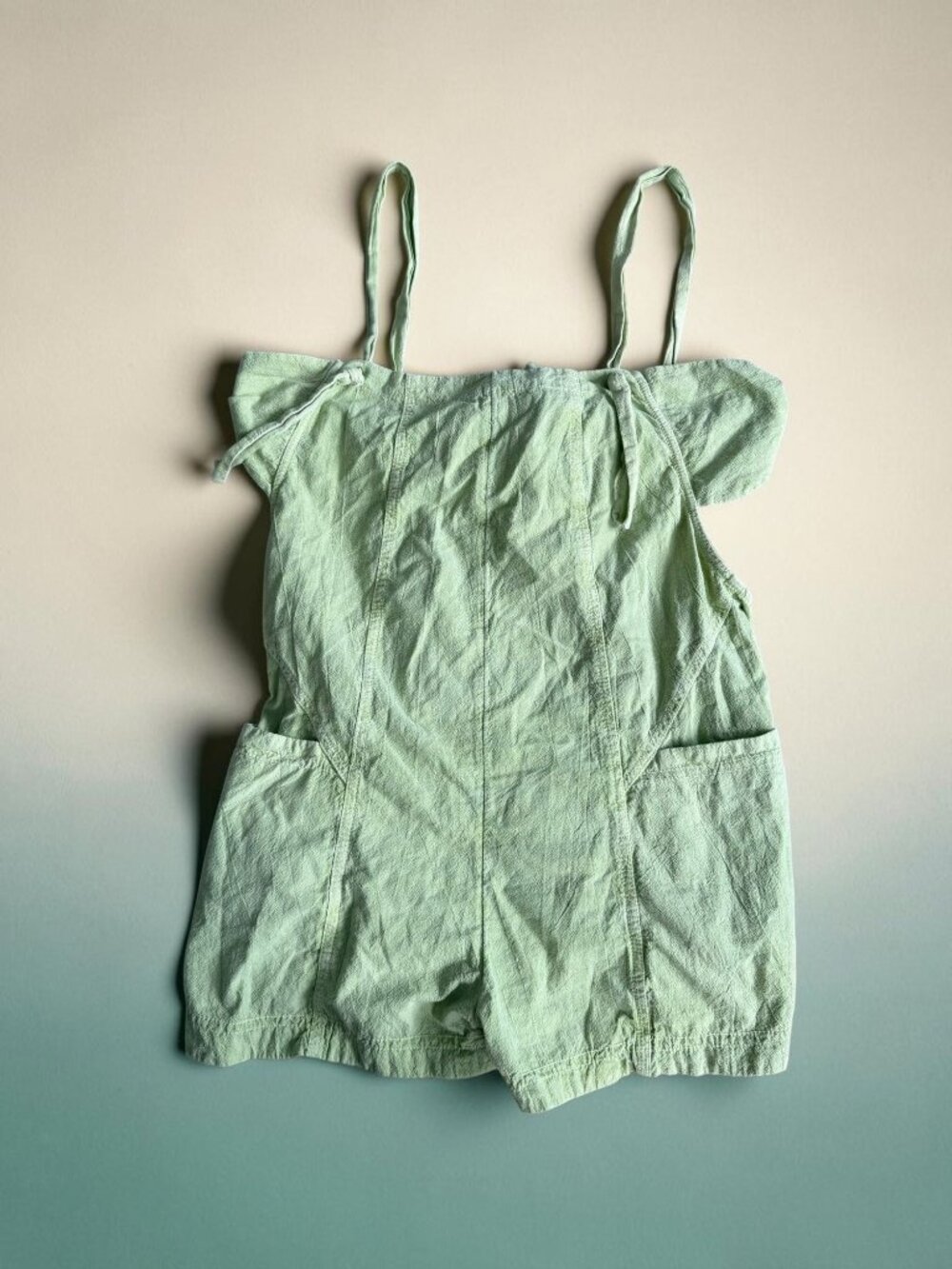 FREE PEOPLE Green Linen Blend Romper Size MEDIUM